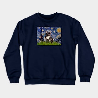 Starry Night Adaptation with a French Bulldog (brindle) Crewneck Sweatshirt